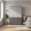 Kleiderschrank Doros Thorn Anthrazit/Grau 3 Türen 3 Schubladen Kleiderstange 135x51,6x200 (44900521)