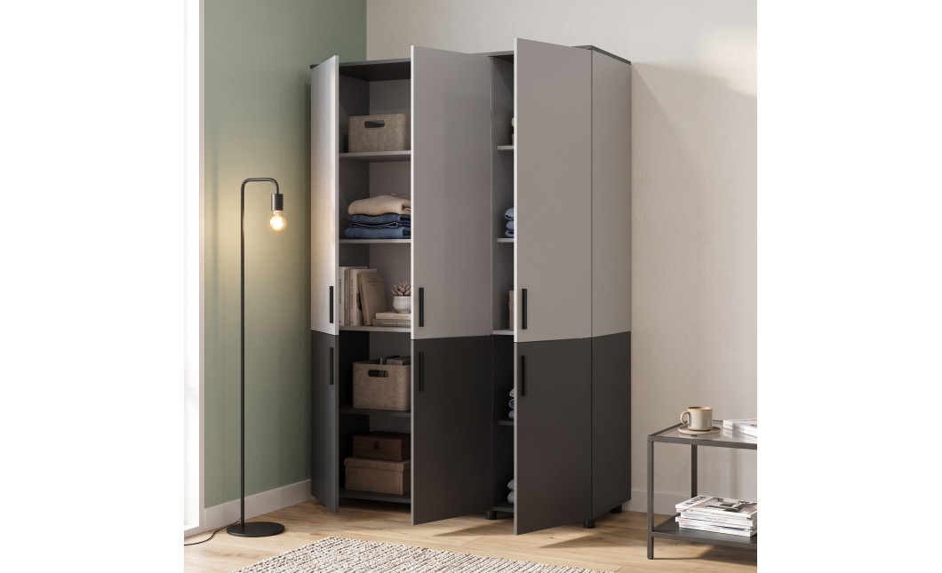 Kleiderschrank Doros Thorn Anthrazit/Grau 3 Türen Böden 135x51,6x200 (44900520)