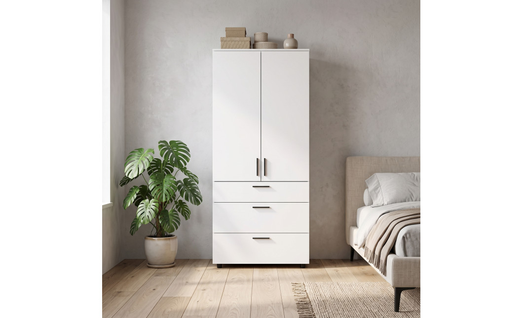 Kleiderschrank Doros Thorn Weiß 2 Türen 3 Schubladen Böden 90x51,6x200 (44900438)