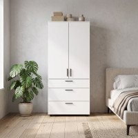 Kleiderschrank Doros Thorn Weiß 2 Türen 3 Schubladen Böden 90x51,6x200 (44900438)
