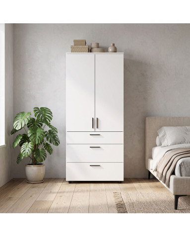 Kleiderschrank Doros Thorn Weiß 2 Türen 3 Schubladen Böden 90x51,6x200 (44900438)