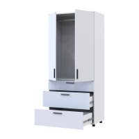 Kleiderschrank Doros Thorn Weiß 2 Türen 3 Schubladen Kleiderstange 90x51,6x200 (44900437)