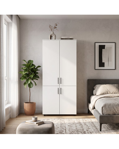 Kleiderschrank Doros Thorn Weiß 2 Türen Kleiderstange 90x51,6x200 (44900435)