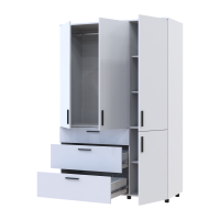 Kleiderschrank Doros Thorn Weiß 3 Türen 3 Schubladen Kleiderstange 135x51,6x200 (44900485)