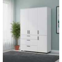 Kleiderschrank Doros Thorn Weiß 3 Türen 3 Schubladen Kleiderstange 135x51,6x200 (44900485)