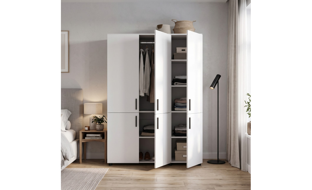 Kleiderschrank Doros Thorn Weiß 3 Türen Kleiderstange 135x51,6x200 (44900483)