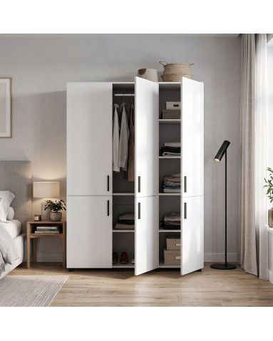 Kleiderschrank Doros Thorn Weiß 3 Türen Kleiderstange 135x51,6x200 (44900483)