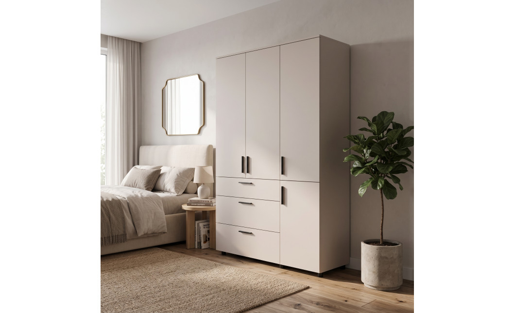 Kleiderschrank Doros Thorn Kaschmir 3 Türen 3 Schubladen Böden 135x51,6x200 (44900498)