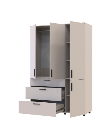 Kleiderschrank Doros Thorn Kaschmir 3 Türen 3 Schubladen Kleiderstange 135x51,6x200 (44900497)