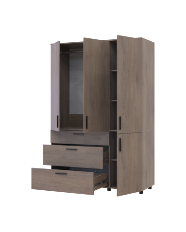 Kleiderschrank Doros Thorn Cremona Cannolo 3 Türen 3 Schubladen Kleiderstange 135x51,6x200 (44900477)