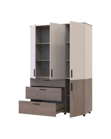 Kleiderschrank Doros Thorn Cremona Cannolo/Kaschmir 3 Türen 3 Schubladen Böden 135x51,6x200 (44900502)