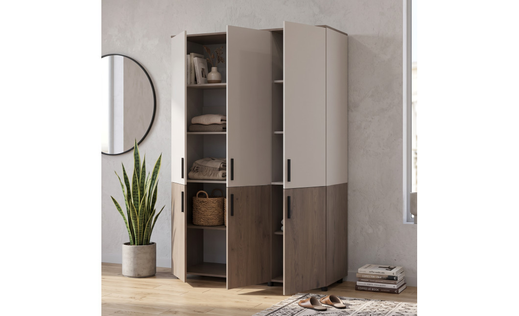 Kleiderschrank Doros Thorn Cremona Cannolo/Kaschmir 3 Türen Böden 135x51,6x200 (44900500)