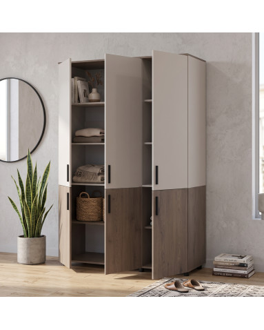Kleiderschrank Doros Thorn Cremona Cannolo/Kaschmir 3 Türen Böden 135x51,6x200 (44900500)