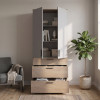 Kleiderschrank Doros Thorn Cremona Cannolo/Grau 2 Türen 3 Schubladen Böden 90x51,6x200 (44900458)