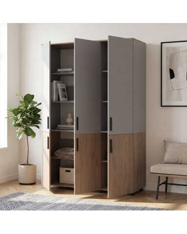 Kleiderschrank Doros Thorn Cremona Cannolo/Grau 3 Türen Kleiderstange 135x51,6x200 (44900503)