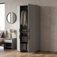 Kleiderschrank Doros Thorn Grau 2 Türen Kleiderstange 90x51,6x200 (44900439)