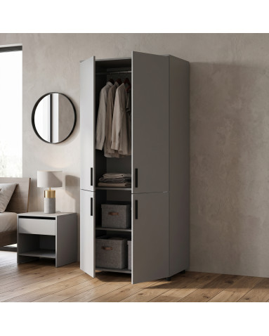 Kleiderschrank Doros Thorn Grau 2 Türen Kleiderstange 90x51,6x200 (44900439)