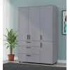 Kleiderschrank Doros Thorn Grau 3 Türen 3 Schubladen Kleiderstange 135x51,6x200 (44900489)