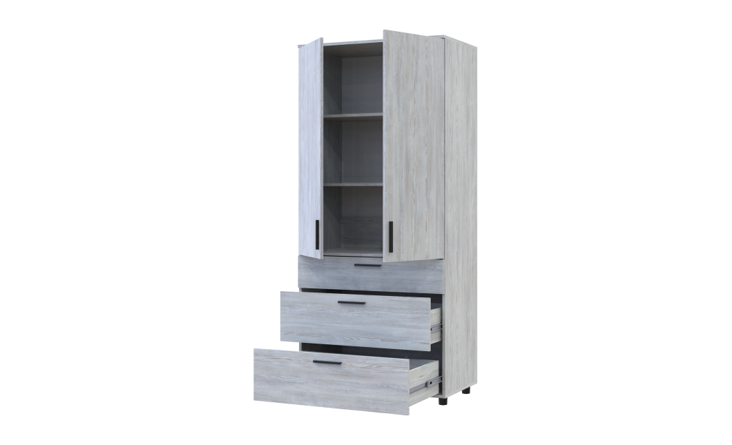 Kleiderschrank Doros Thorn Natti Kiefer 2 Türen 3 Schubladen Böden 90x51,6x200 (44900434)