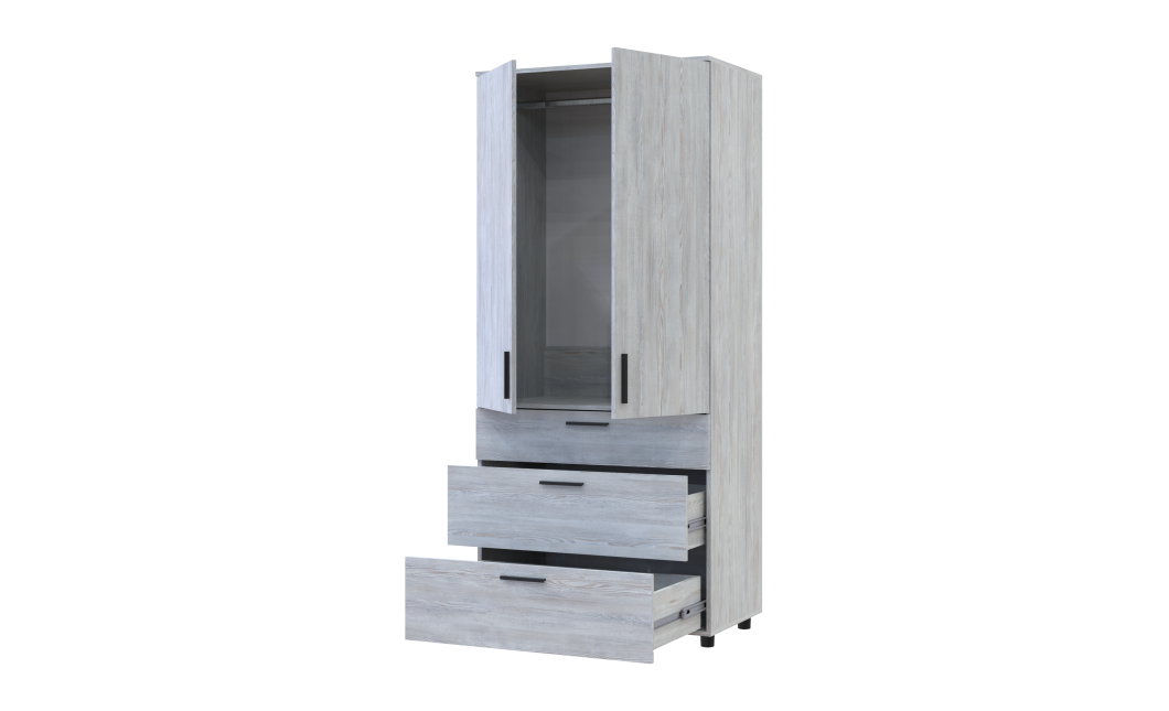Kleiderschrank Doros Thorn Natti Kiefer 2 Türen 3 Schubladen Kleiderstange 90x51,6x200 (44900433)