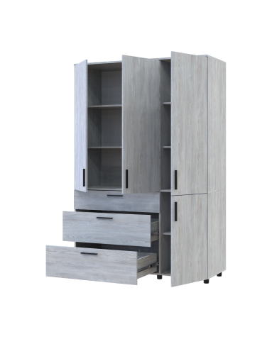 Kleiderschrank Doros Thorn Natti Kiefer 3 Türen 3 Schubladen Böden 135x51,6x200 (44900482)