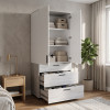 Kleiderschrank Doros Thorn Natti Kiefer/Weiß 2 Türen 3 Schubladen Böden 90x51,6x200 (44900462)
