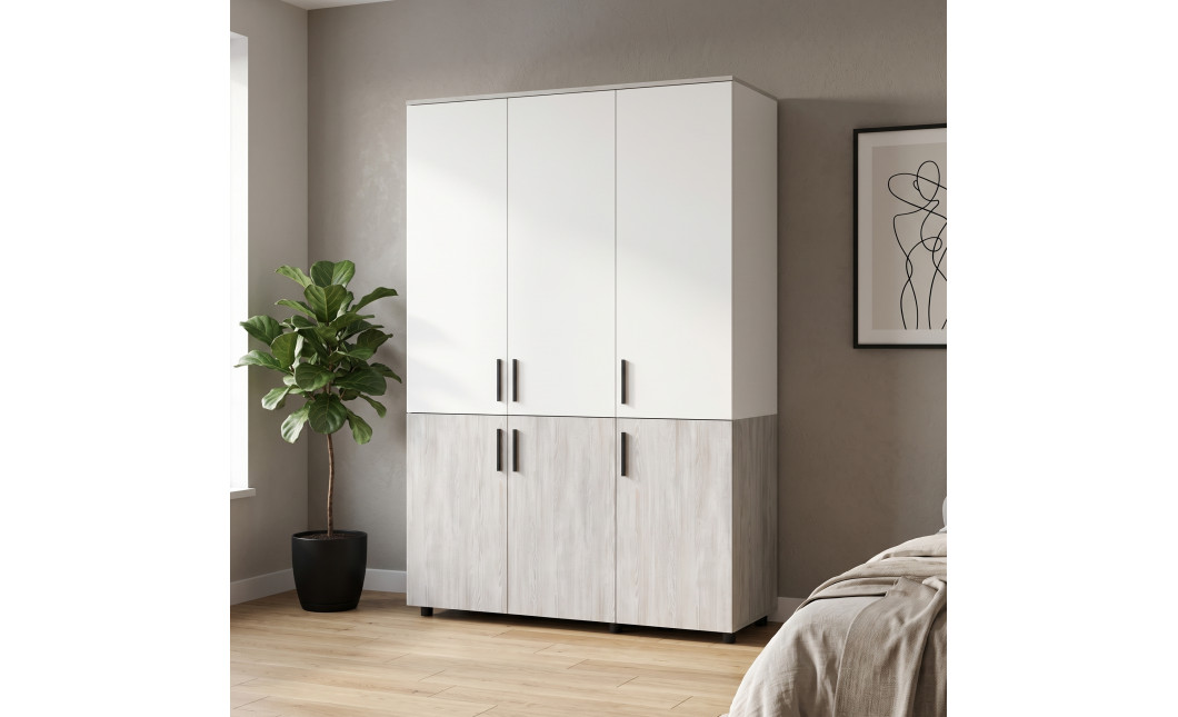Kleiderschrank Doros Thorn Natti Kiefer/Weiß 3 Türen Böden 135x51,6x200 (44900508)