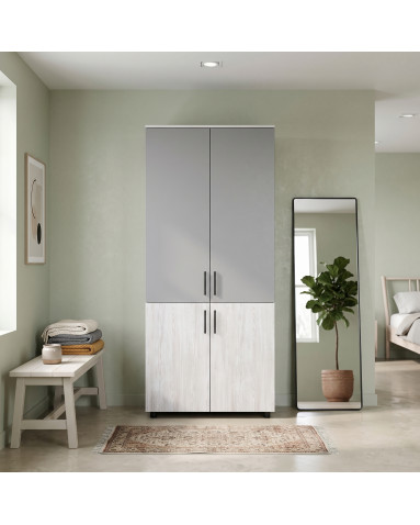 Kleiderschrank Doros Thorn Natti Kiefer/Grau 2 Türen Böden 90x51,6x200 (44900464)