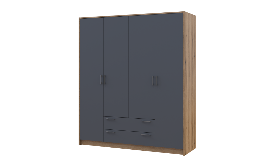 Kleiderschrank Doros Rondi mit Drehtüren Artisan Eiche / Graphitgrau 4 Türen 160x52x195 (80737824)