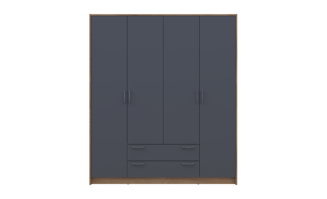 Kleiderschrank Doros Rondi mit Drehtüren Artisan Eiche / Graphitgrau 4 Türen 160x52x195 (80737824)