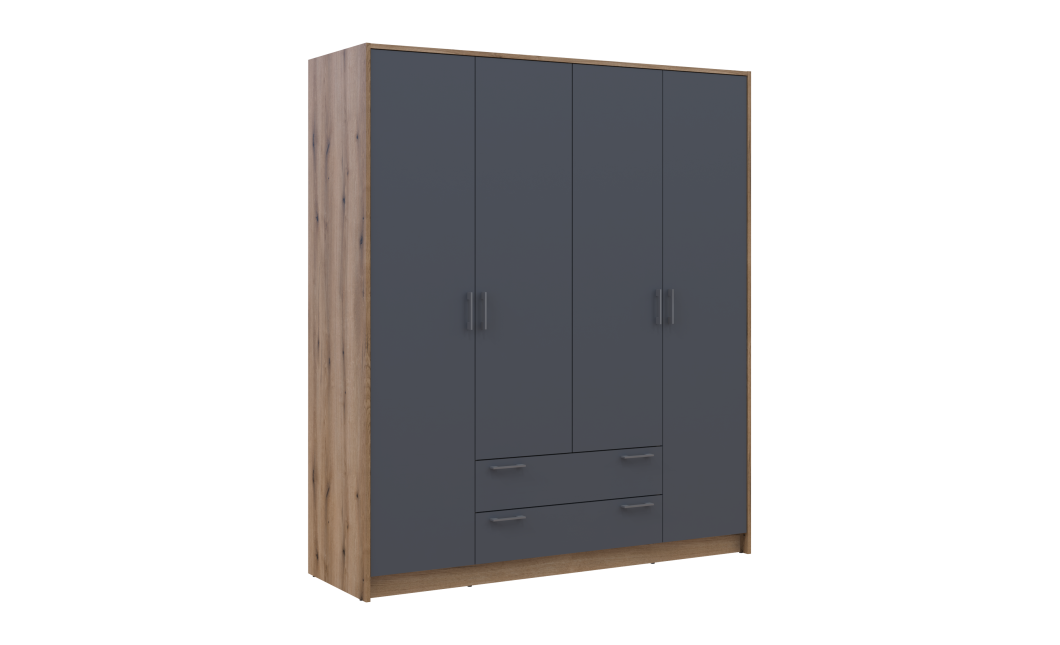 Kleiderschrank Doros Rondi mit Drehtüren Artisan Eiche / Graphitgrau 4 Türen 160x52x195 (80737824)