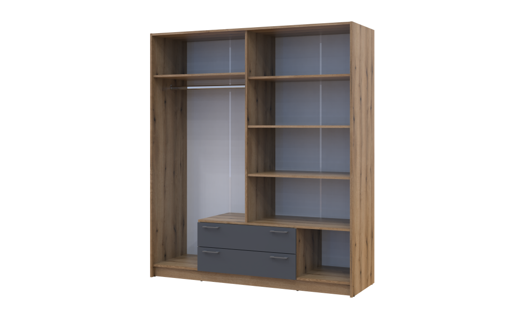 Kleiderschrank Doros Rondi mit Drehtüren Artisan Eiche / Graphitgrau 4 Türen 160x52x195 (80737824)