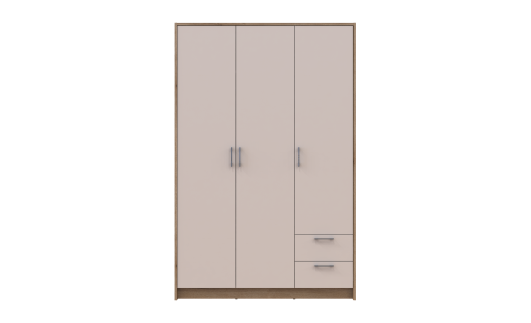 Kleiderschrank Doros Rondi Schiebetüren Artisan Eiche / Kaschmir 3 Türen 121x52x195 (80737815)
