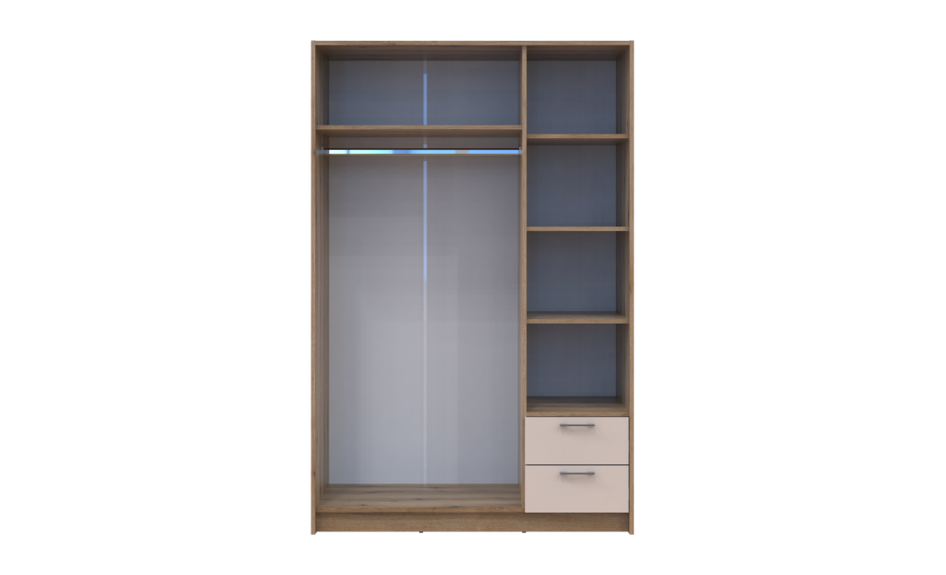 Kleiderschrank Doros Rondi Schiebetüren Artisan Eiche / Kaschmir 3 Türen 121x52x195 (80737815)