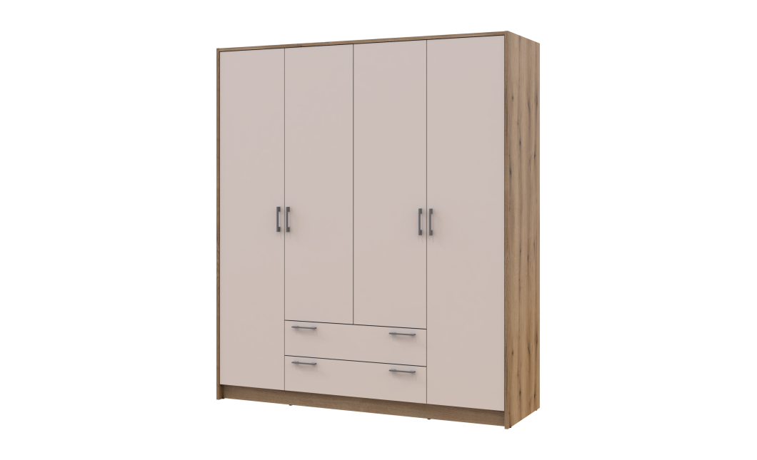 Kleiderschrank Doros Rondi Schiebetüren Artisan Eiche / Kaschmir 4 Türen 160x52x195 (80737825)