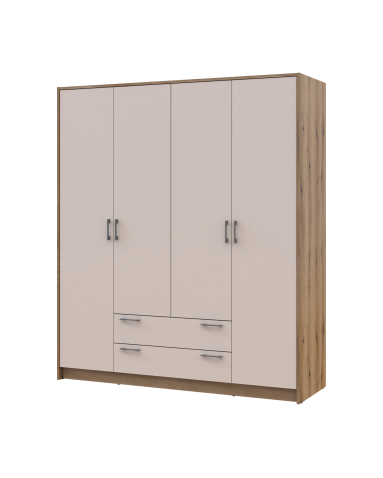 Kleiderschrank Doros Rondi mit Drehtüren Artisan Eiche / Kaschmir 4 Türen 160x52x195 (80737825)