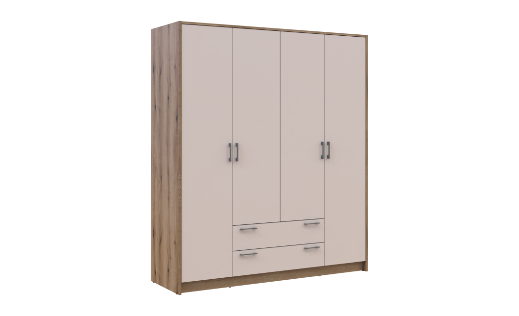 Kleiderschrank Doros Rondi Schiebetüren Artisan Eiche / Kaschmir 4 Türen 160x52x195 (80737825)