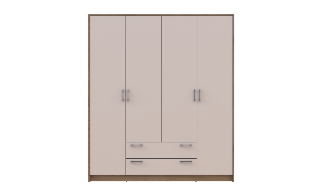 Kleiderschrank Doros Rondi Schiebetüren Artisan Eiche / Kaschmir 4 Türen 160x52x195 (80737825)