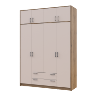 Kleiderschrank Doros Rondi Schiebetüren mit Oberschrank Artisan Eiche / Kaschmir 4 Türen 160x52x236 (80737829)