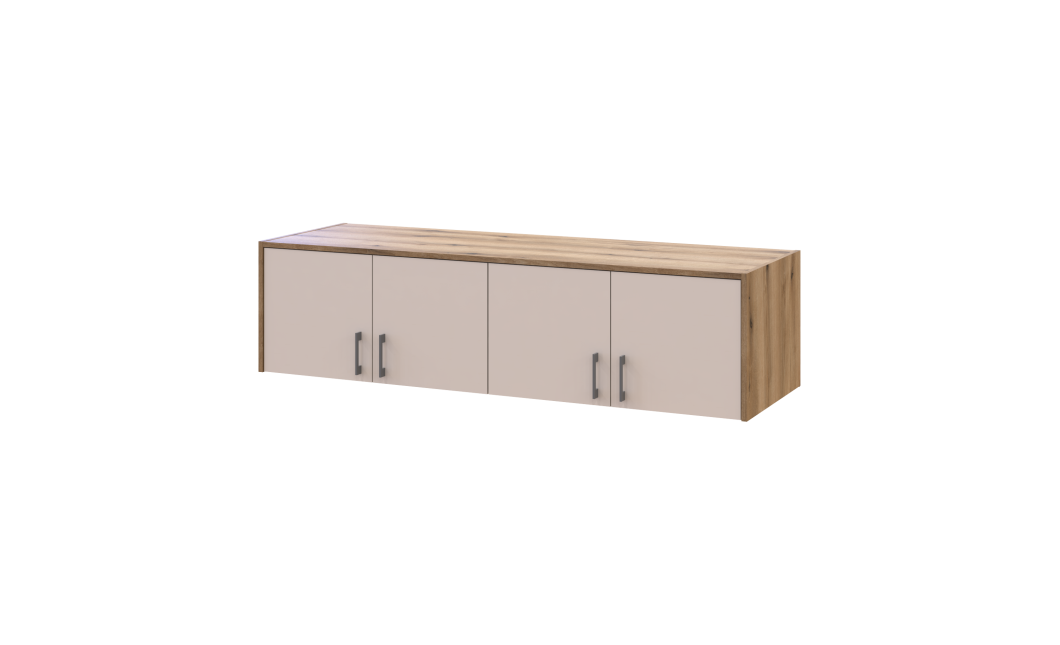 Kleiderschrank Doros Rondi mit Drehtüren mit Oberschrank Artisan Eiche / Kaschmir 4 Türen 160x52x236 (80737829)
