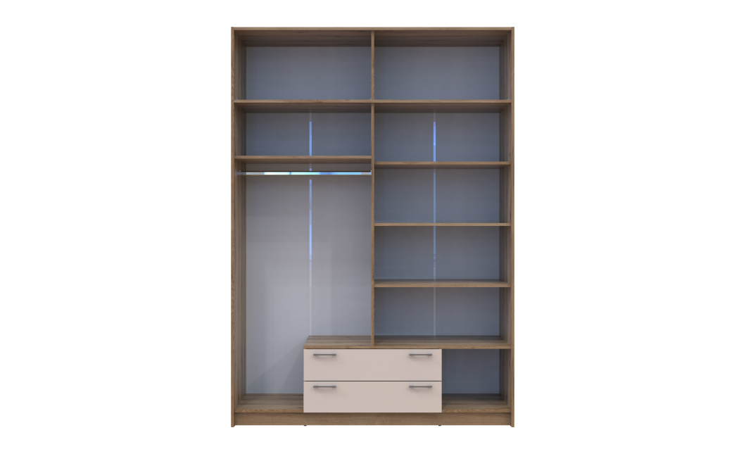 Kleiderschrank Doros Rondi mit Drehtüren mit Oberschrank Artisan Eiche / Kaschmir 4 Türen 160x52x236 (80737829)