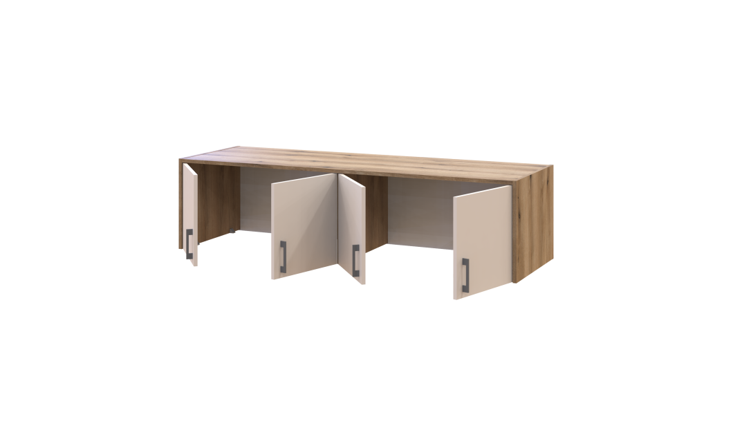 Kleiderschrank Doros Rondi mit Drehtüren mit Oberschrank Artisan Eiche / Kaschmir 4 Türen 160x52x236 (80737829)