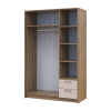 Kleiderschrank Doros Rondi Schiebetüren mit Spiegel Artisan Eiche / Kaschmir 3 Türen 121x52x195 (80737817)