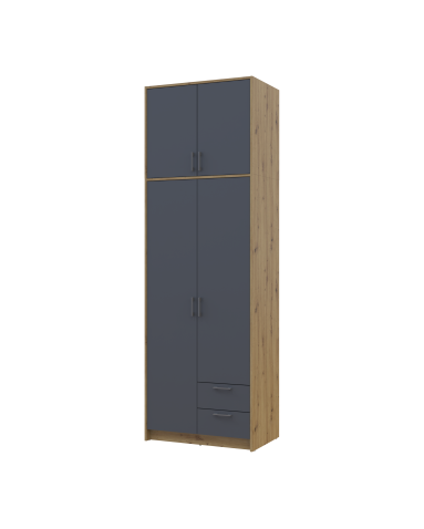 Kleiderschrank Doros Rondi mit Drehtüren mit Oberschrank Artisan Eiche / Graphitgrau 2 Türen 82x52x260 (42005186)
