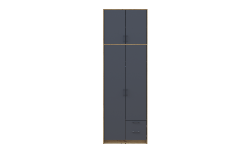 Kleiderschrank Doros Rondi mit Drehtüren mit Oberschrank Artisan Eiche / Graphitgrau 2 Türen 82x52x260 (42005186)