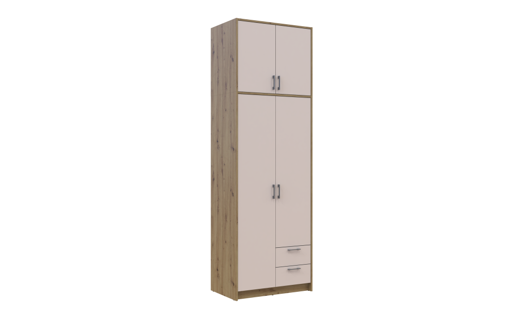 Kleiderschrank Doros Rondi mit Drehtüren mit Oberschrank Artisan Eiche / Kaschmir 2 Türen 82x52x260 (42005192)