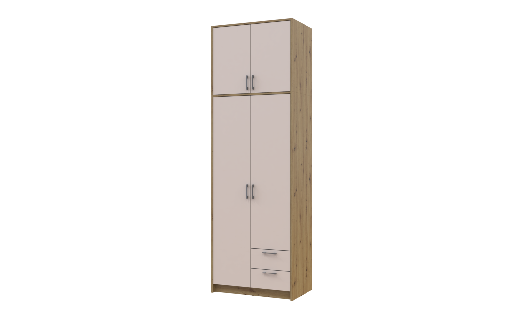 Kleiderschrank Doros Rondi mit Drehtüren mit Oberschrank Artisan Eiche / Kaschmir 2 Türen 82x52x260 (42005192)