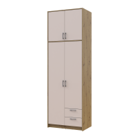 Kleiderschrank Doros Rondi Schiebetüren mit Oberschrank Artisan Eiche / Kaschmir 2 Türen 82x52x260 (42005192)