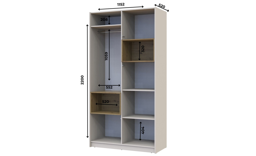 Kleiderschrank Doros Dale Kaschmir/Artisan Eiche 2 Türen 115,2x52x220 (80737725)