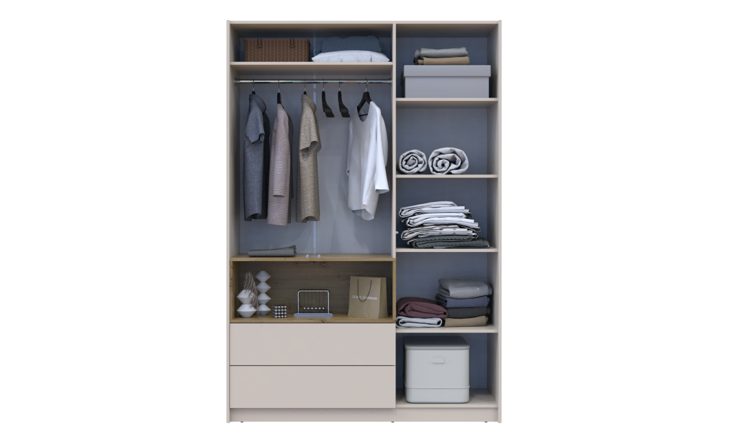 Kleiderschrank Doros Dale Kaschmir/Artisan Eiche 3 Türen 150x52x220 (80737726)